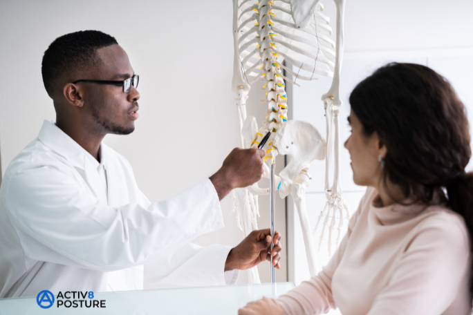 clinician assessing a patient's posture