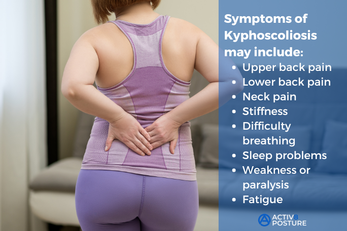 Illustration of common symptoms of kyphoscoliosis